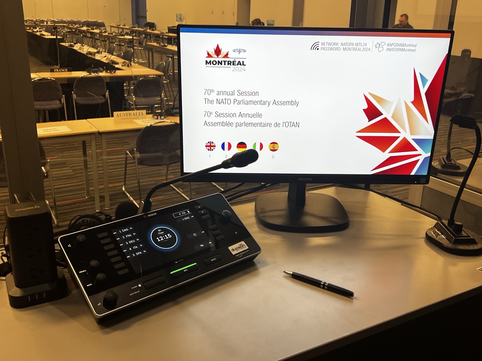 Interpreter console at the 2024 NATO Parliamentary Assembly in Montréal