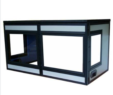Compact interpreting booth for a multilingual event